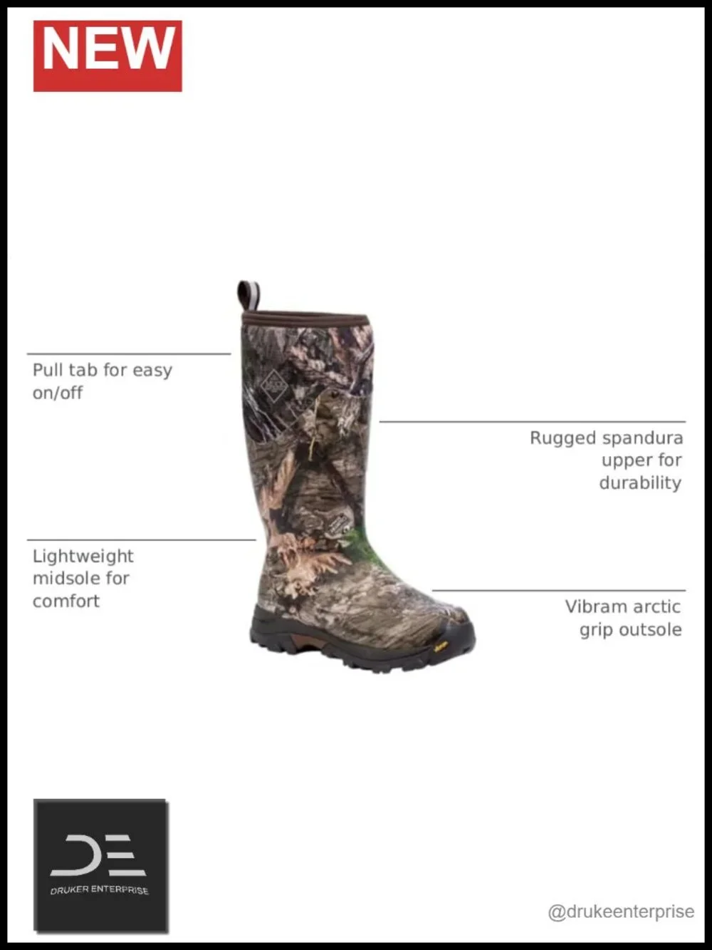 Waterproof Insulated Knee-High Pull-On Winter Work Boot With Camo Pattern